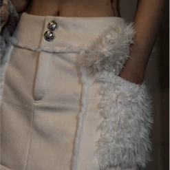 [Designer Brand - Illimite] Leather Fur Boob Tube Top Skirt Set