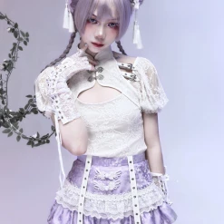 Blood Supply God's Redemption Qipao Style Puff Sleeve Top