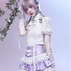 Blood Supply God's Redemption Qipao Style Puff Sleeve Top