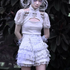 Blood Supply Summer 2022 God's Redemption Lace Tiered Shorts