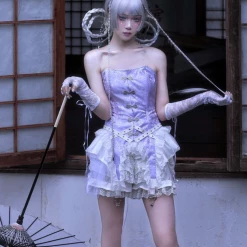 Blood Supply Summer 2022 God's Redemption Lace Tiered Shorts