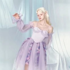 [UNOSA] Rose Fairy Purple Cami Mini Dress