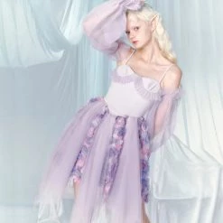[UNOSA] Rose Fairy Purple Cami Mini Dress