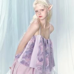 Summer 2022 [UNOSA] Rose Fairy Purple Lace Top