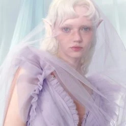 [UNOSA] Angel Mist Purple Rose Stitching Fairy Midi Dress Summer 2022