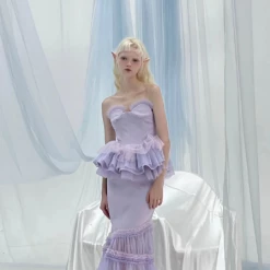 [UNOSA] Lavender Mermaid Tube Top Mermaid Skirt Set