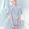 [UNOSA] Angel Blue Mist Puff Sleeves Lace Mini Dress