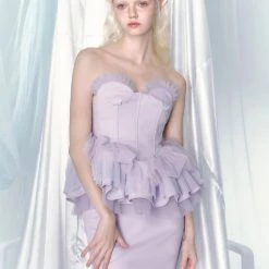 [UNOSA] Lavender Mermaid Tube Top Mermaid Skirt Set