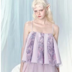 Summer 2022 [UNOSA] Rose Fairy Purple Lace Top