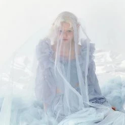 Summer 2022 [UNOSA] Lavender's Blue Haze Asymmetric Hem Lace Puff Top