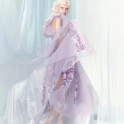 [UNOSA] Angel Mist Purple Rose Stitching Fairy Midi Dress Summer 2022