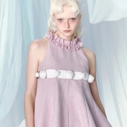 [UNOSA] Dancing Lily Ruffled Buds Blue Pink Cute Babydoll Set