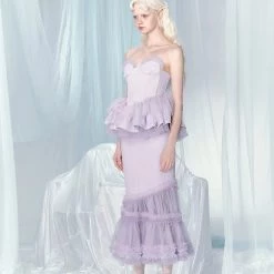[UNOSA] Lavender Mermaid Tube Top Mermaid Skirt Set
