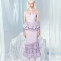 [UNOSA] Lavender Mermaid Tube Top Mermaid Skirt Set