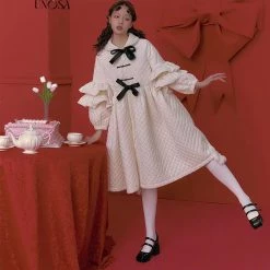 [UNOSA] Cloudy Angel White Diamond Print Warm Jacket