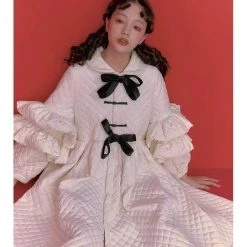 [UNOSA] Cloudy Angel White Diamond Print Warm Jacket