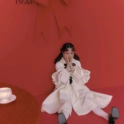 [UNOSA] Cloudy Angel White Diamond Print Warm Jacket