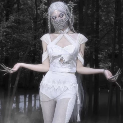 Blood Supply Silver Dragon Halter Ribbon Tops