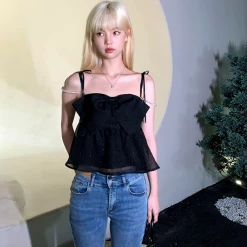 [Mummy Cat] Summer Sweetheart Pearl Chain Cami Top New Arrivals