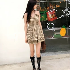 New Arrivals [Mummy Cat] My Cocoa Brownies Gingham Mini Dress