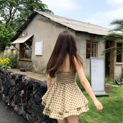 New Arrivals [Mummy Cat] My Cocoa Brownies Gingham Mini Dress