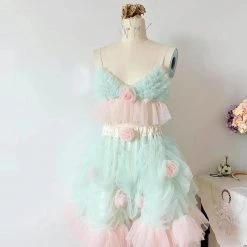 New Arrivals [August Unicorn] Strawberry Mint Marshmallow Handmade Dress Set