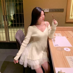 SNOW Sleepy Autumn Morning Dress Sweater Set New Arrivals