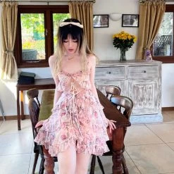 New Arrivals [Arilf SS22] Summer Juicy Peach Gentle Floral Dress