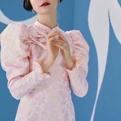 UNOSA Pink Lady Vintage Jacquard Qipao Dress Summer 2022