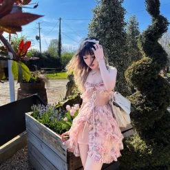 New Arrivals [Arilf SS22] Summer Juicy Peach Gentle Floral Dress