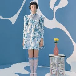 UNOSA Quiet Lily Qipao Style Puff Dress