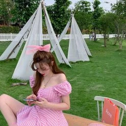 Peiliee Shop [Mid Season Sale ] Gingham Doll Mini Dress