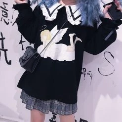 Peiliee Shop X RUAI [Mid Season Sale ] You Are Like An Angel Sailor Babydoll Hoodie Dress New Arrivals