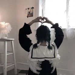 Peiliee Shop X RUAI [Mid Season Sale ] You Are Like An Angel Sailor Babydoll Hoodie Dress New Arrivals