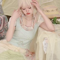 [Rose Island] Summer Mint Knit Top