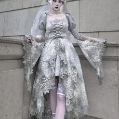 Blood Supply White Rose Funeral Classical Lace Dress Set