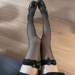 Japanese Lingeire New Arrivals [Basic] Dreamy Doll Ribbon Stocking Over Knees Socks