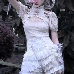 Blood Supply God's Redemption Qipao Style Puff Sleeve Top