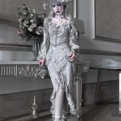 Blood Supply White Rose Funeral 3D Rose Corset Top Set New Arrivals 23 Blood Supply White Rose Funeral 3D Rose Corset Top Set New Arrivals