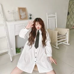 DAJUN Summer 2022 [Curve Beauty] Greycliff Preppy Style Shirt Dress