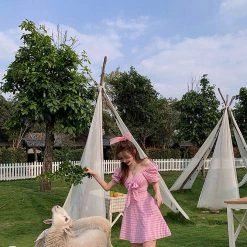 Peiliee Shop [Mid Season Sale ] Gingham Doll Mini Dress