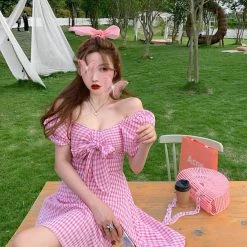 Peiliee Shop [Mid Season Sale ] Gingham Doll Mini Dress