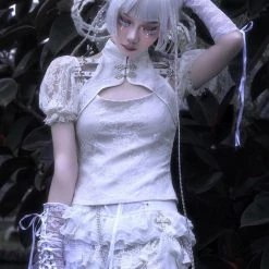 Blood Supply God's Redemption Qipao Style Puff Sleeve Top