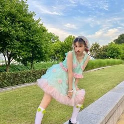 New Arrivals [August Unicorn] Strawberry Mint Marshmallow Handmade Dress Set