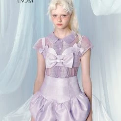 [UNOSA] Lost In Lavender Haze Bow Tank Top Corset Bud Shorts Set