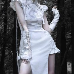 Blood Supply Silver Dragon Embroidery Qipao Style Dress New Arrivals