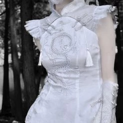 Blood Supply Silver Dragon Embroidery Qipao Style Dress New Arrivals