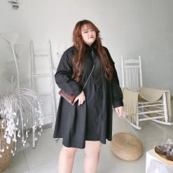 DAJUN Summer 2022 [Curve Beauty] Greycliff Preppy Style Shirt Dress