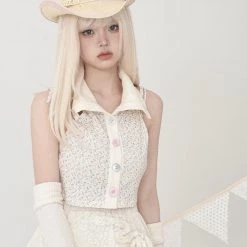 [Rose Island] Summer Blooming Flowers Knit Top Summer 2022