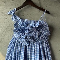 Customized New Arrivals [Tailor Made] Summer Seaside Blue Gingham Dress
